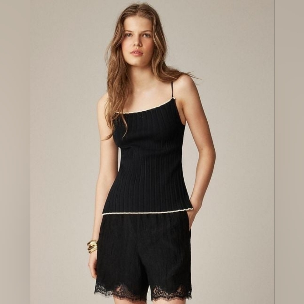 J. Crew 5" Stratus lace trim short in textured satin